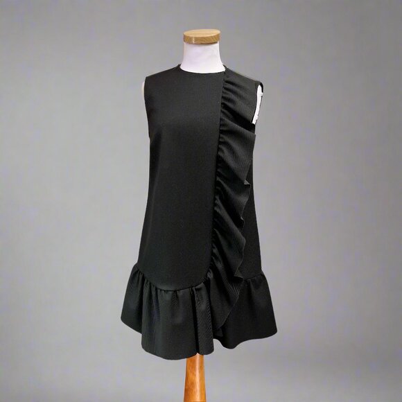 Red Valentino black dress with ruffle, size 6